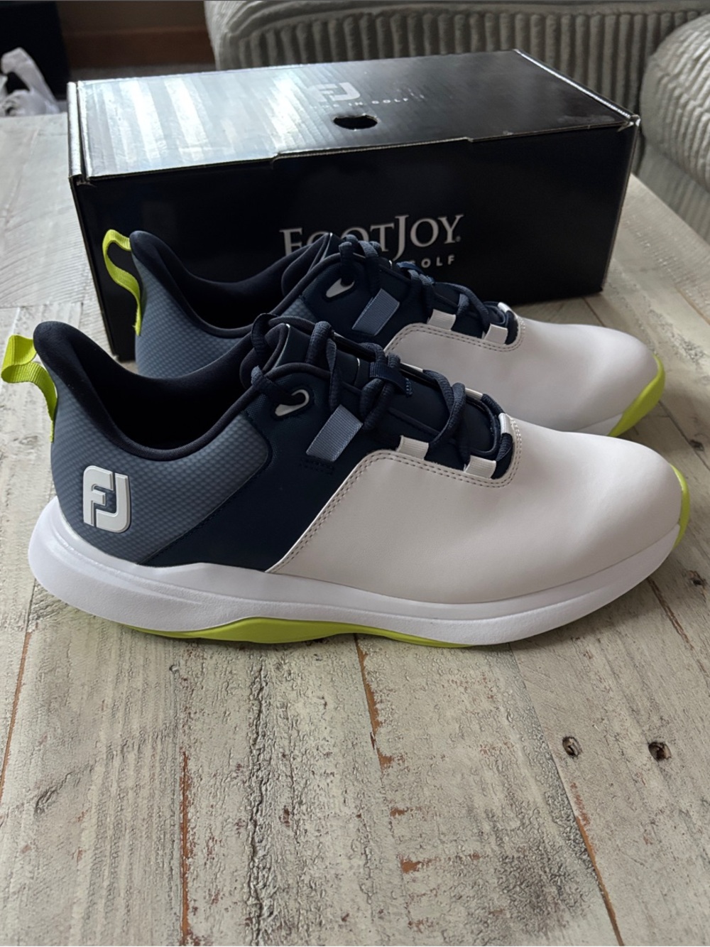 FootJoy Men's White, Navy & Lime Golf Shoes